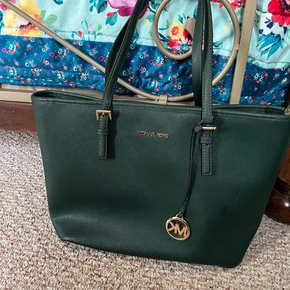 Michael Kors Green Saffiano Leather Tote